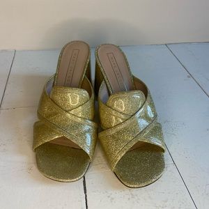 Gold MARC JACOBS slip on glittery party heels size 39